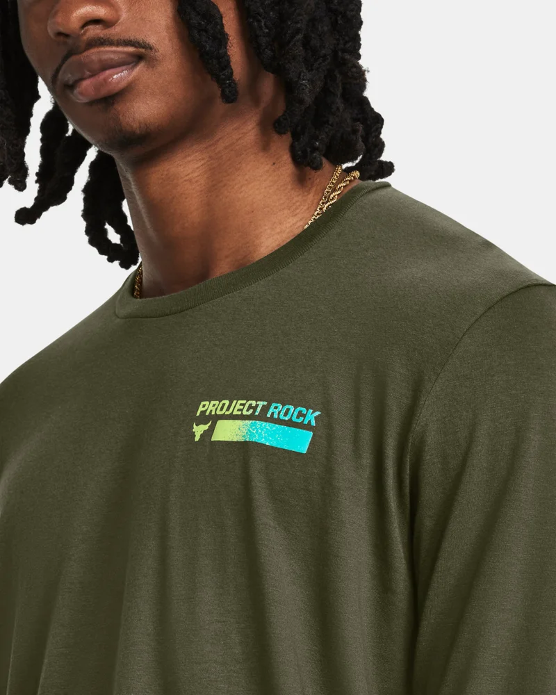 Under Armour Green Men's Project Rock Brahma Long Sleeve Training T-Shirt for Men | Best Price UAE